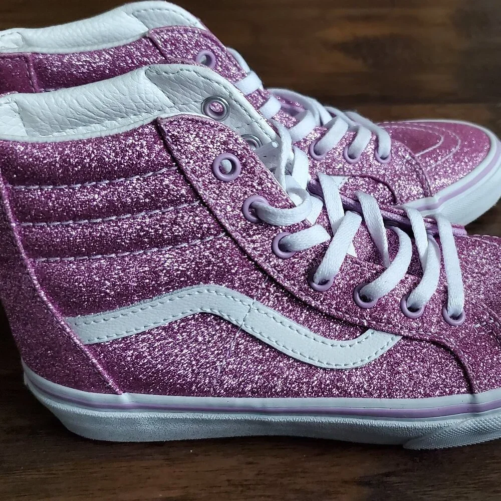 Vans glitter hi-top zip skate 3y